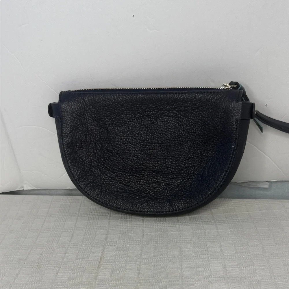 Draper James Leather Navy Blue Half Moon Wristlet Wallet